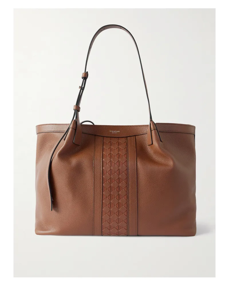 Serapian Secret Textured-leather Tote - Brown Brown
