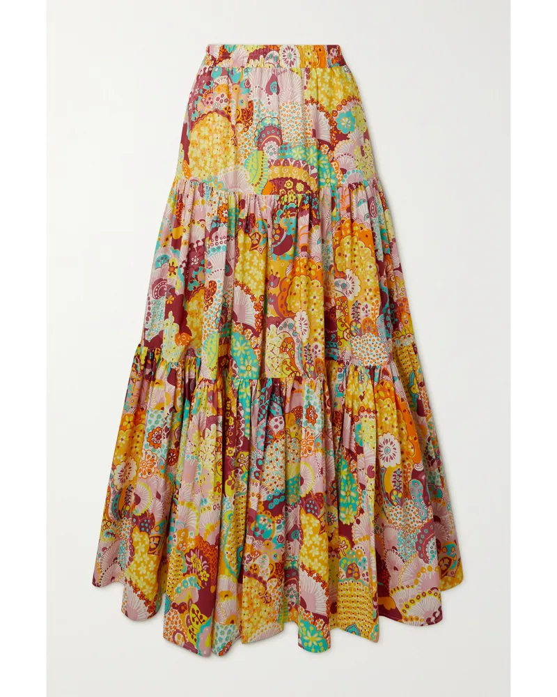 La DoubleJ Big Maxirock Aus Bedruckter Baumwollpopeline - Gelb Gelb