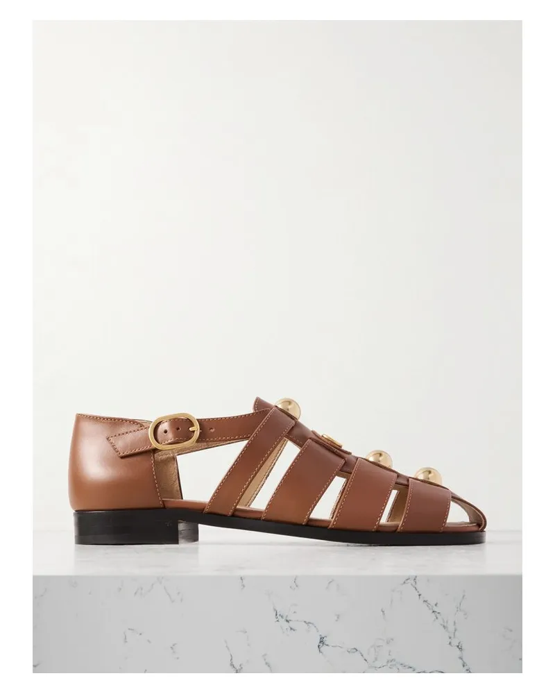 Valentino Garavani Blaise Sandalen Aus Leder Mit Nieten - Braun Braun