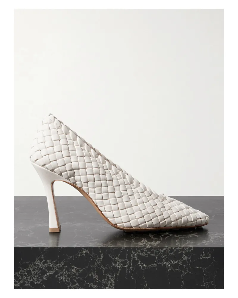Bottega Veneta Sofia Intrecciato Leather Pumps - White White