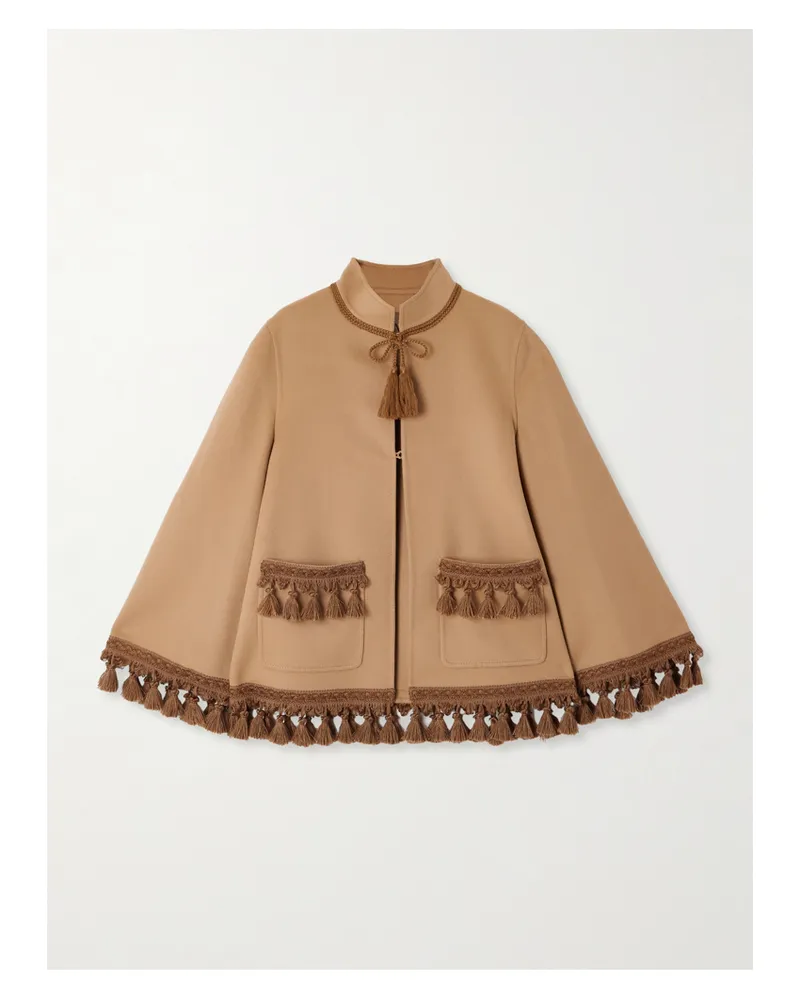 Valentino Garavani Jacke Aus Einer Woll-kaschmirmischung Mit Troddeln - Braun Braun