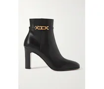 Ankle Boots Aus Lackleder Mit Verzierung - Schwarz