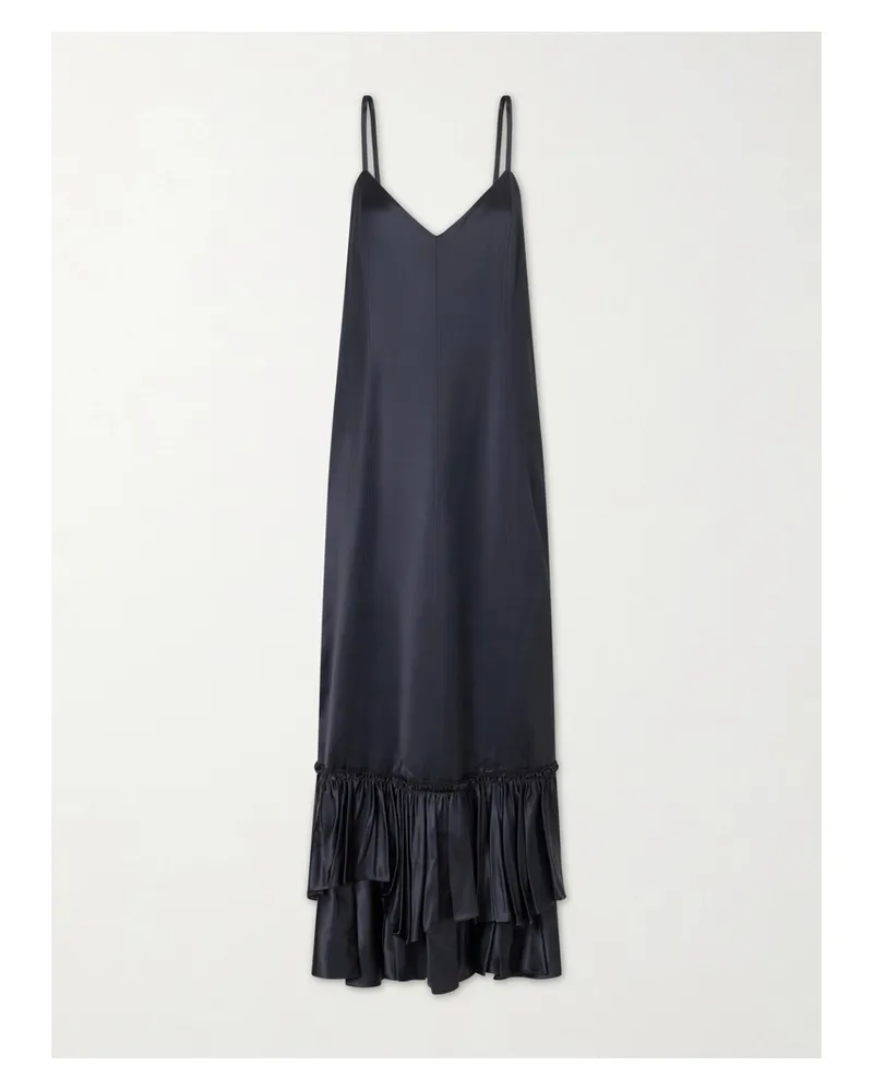Jil Sander Silk-blend Satin Maxi Dress - Black Black