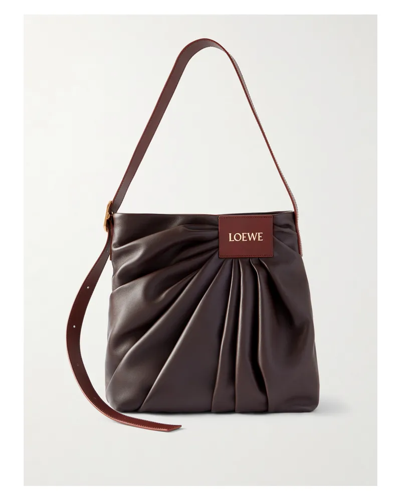 Loewe Featherlight Gathered Leather Tote - Brown Brown