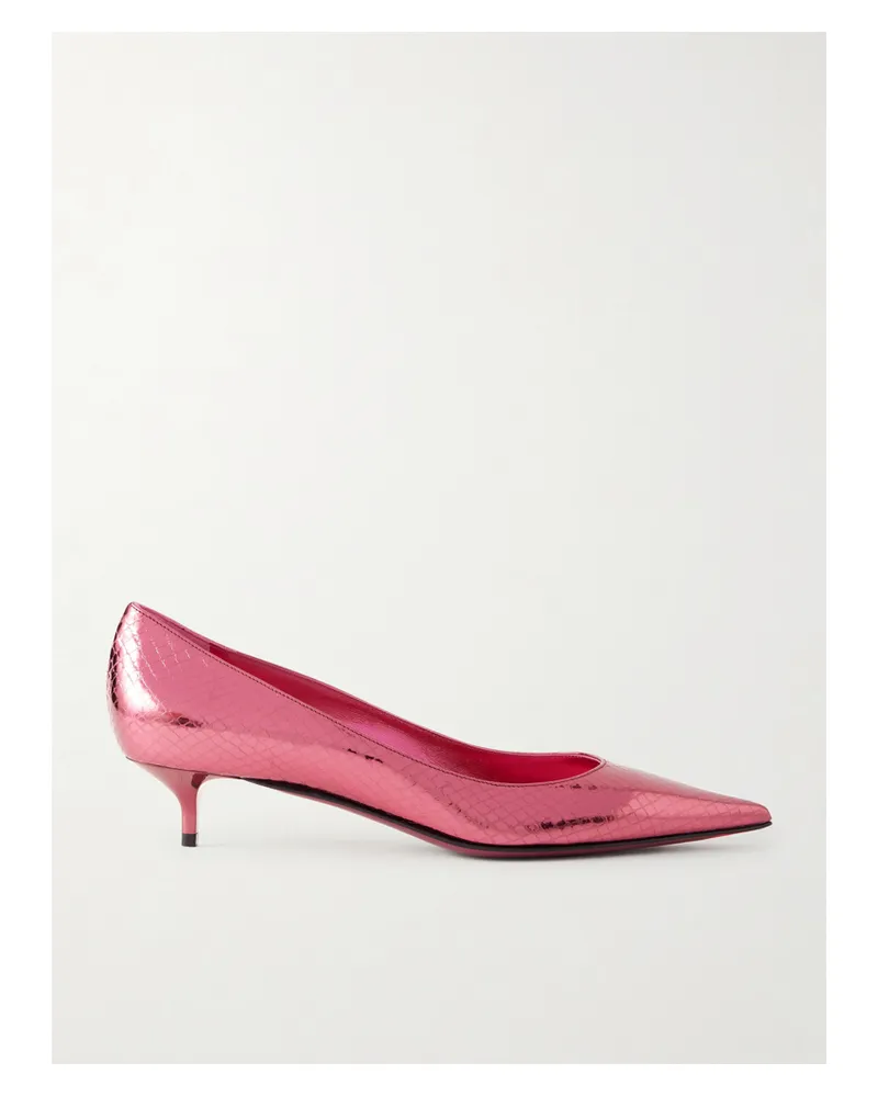 Jimmy Choo Amelia 30 Pumps Aus Metallic-leder Mit Eidechseneffekt - Pink Pink