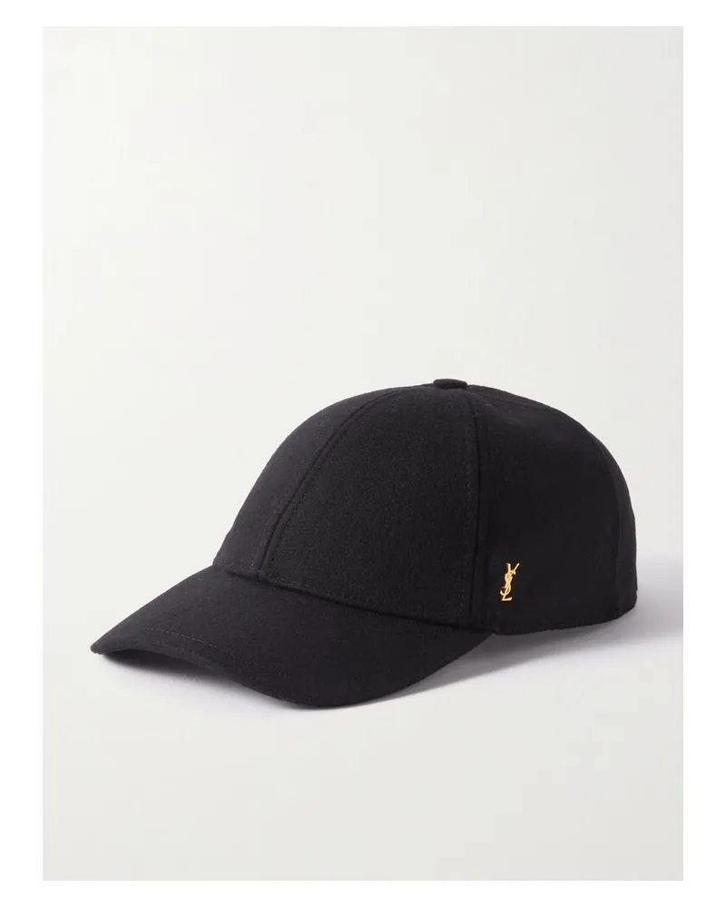 Saint Laurent Baseballkappe Aus Filz Aus Einer Wollmischung Mit Verzierung - Schwarz Schwarz