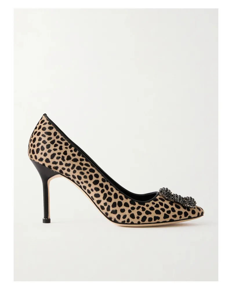 Manolo Blahnik Hangisi 90 Pumps Aus Kalbshaar Mit Leopardenprint Und Verzierungen - Animal-Print Animal-print