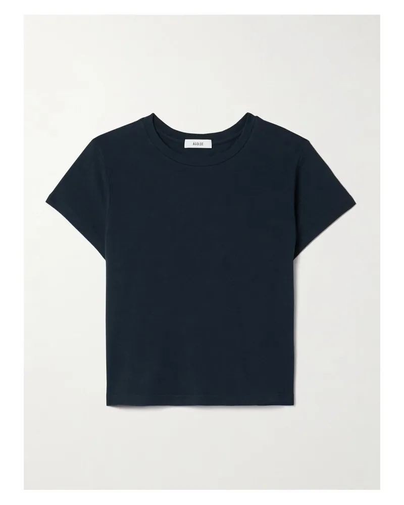AGOLDE Adine Verkürztes T-shirt Aus Biobaumwoll-jersey - Blau Blau