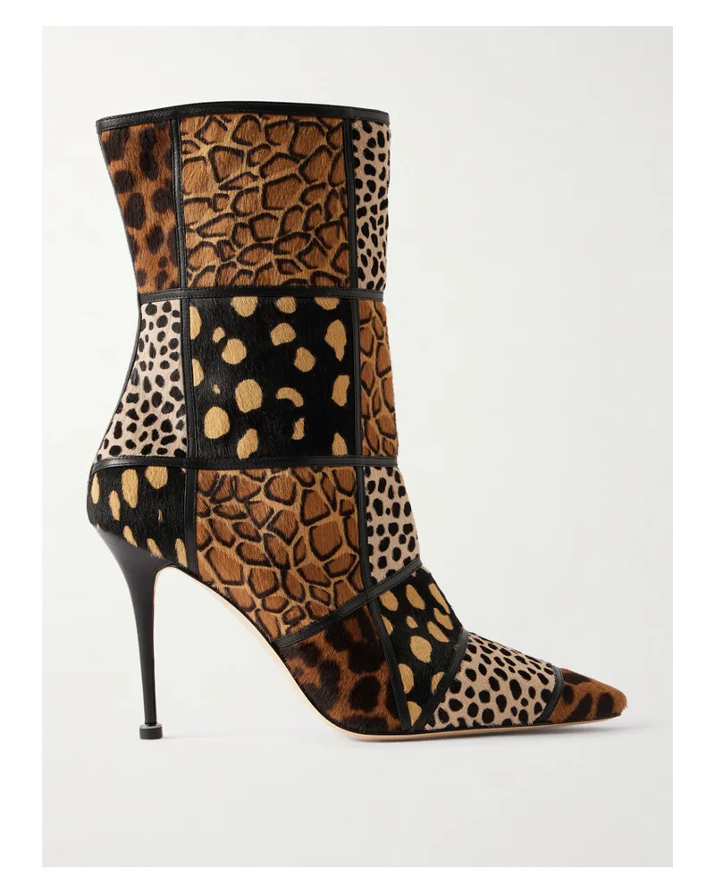 Manolo Blahnik Trulona 50 Leather-trimmed Patchwork Animal-print Calf Hair Ankle Boots - Animal print Animal