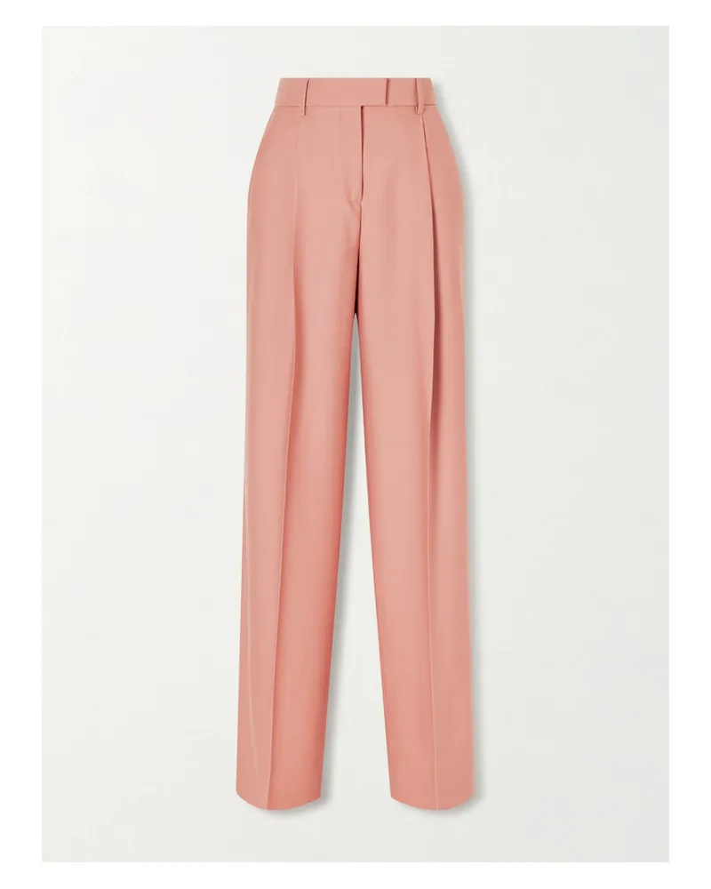 Another Tomorrow Net Sustain Bundfaltenhose Mit Weitem Bein Aus Twill Aus Schurwolle - Pink Pink