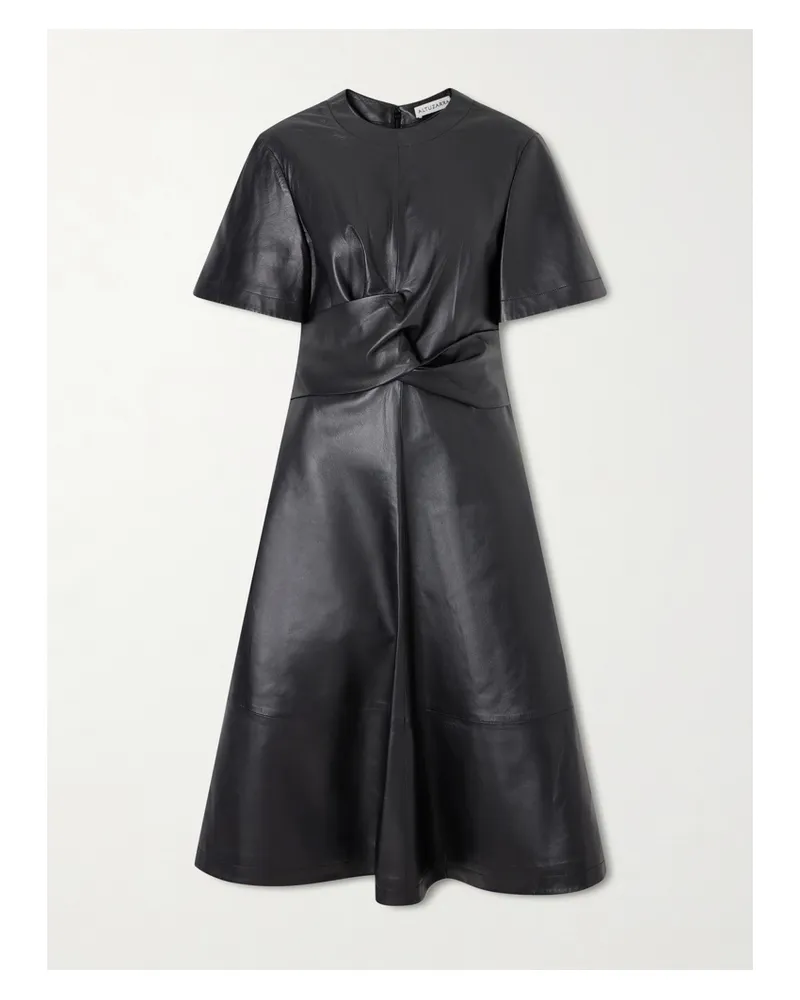 Altuzarra Kirsty Wrap-effect Paneled Leather Midi Dress - Black Black