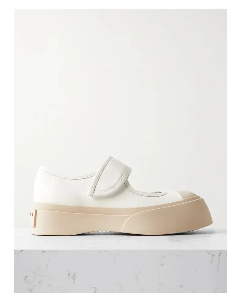 Marni Pablo Mary-jane-sneakers Aus Leder Mit Plateau - Weiß Weiß