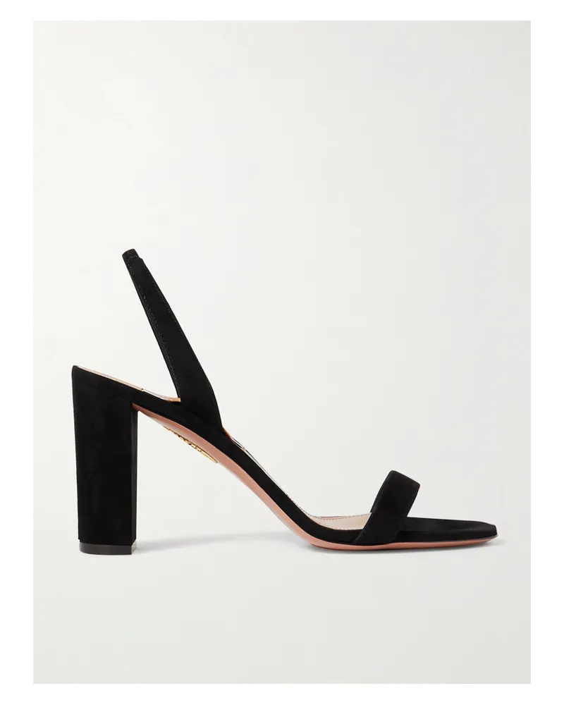 Aquazzura So Nude 85 Suede Slingback Sandals - Black Black