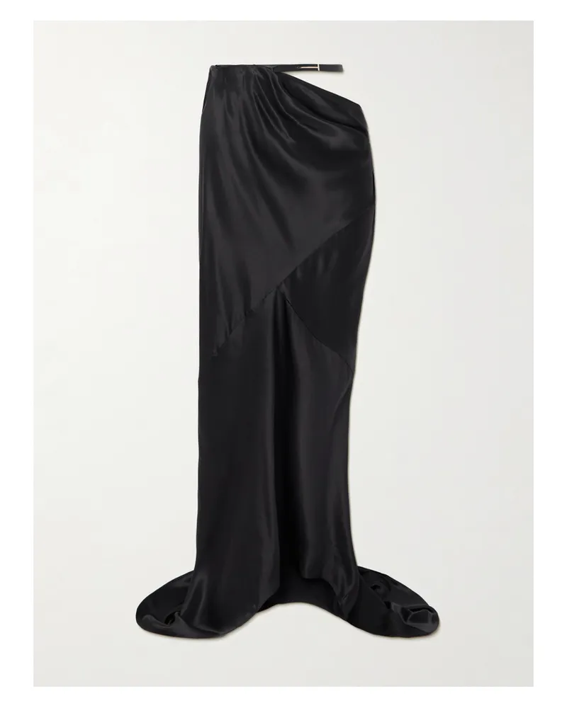 Tom Ford Belted Draped Silk-satin Maxi Skirt - Black Black