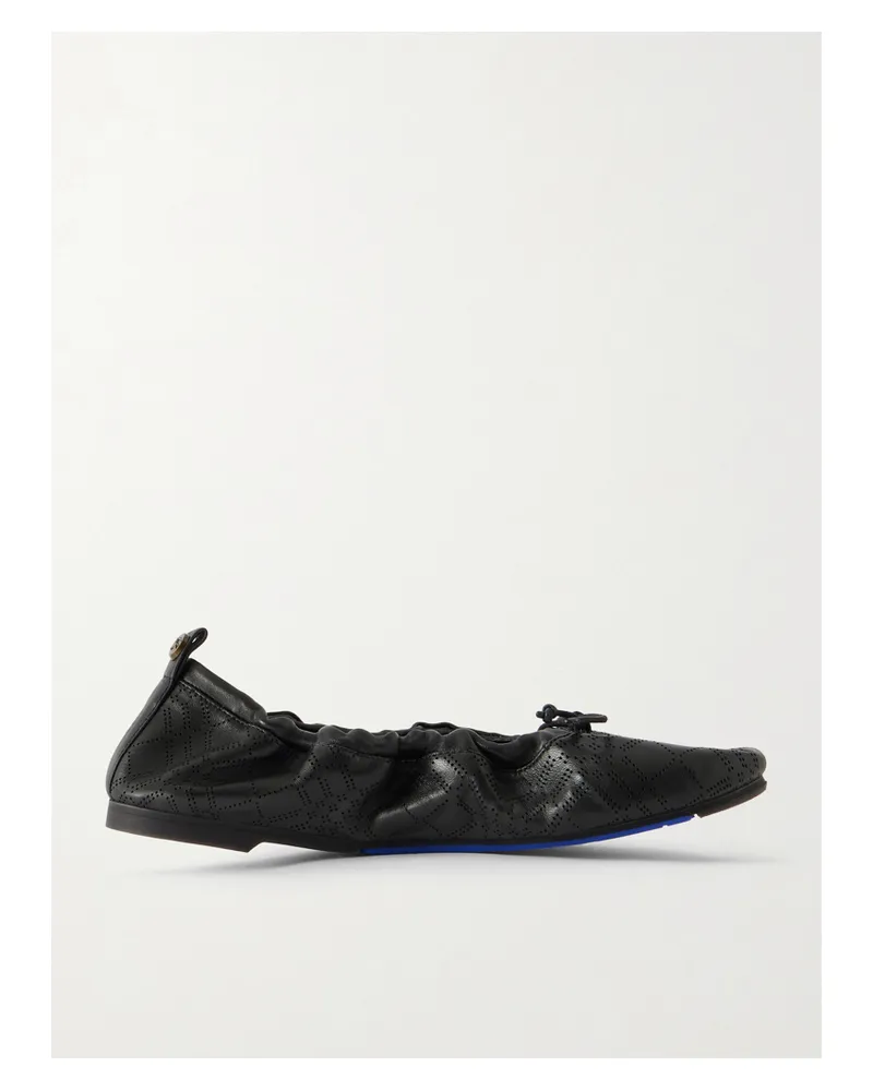 Burberry Flache Schuhe Aus Perforiertem Leder - Schwarz Schwarz