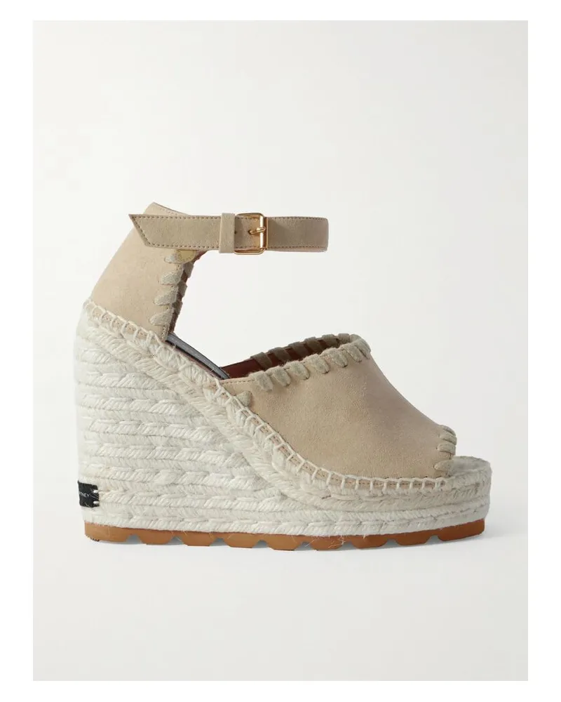 Stella McCartney Gaia Espadrille-wedges Aus Veloursleder - Creme Creme