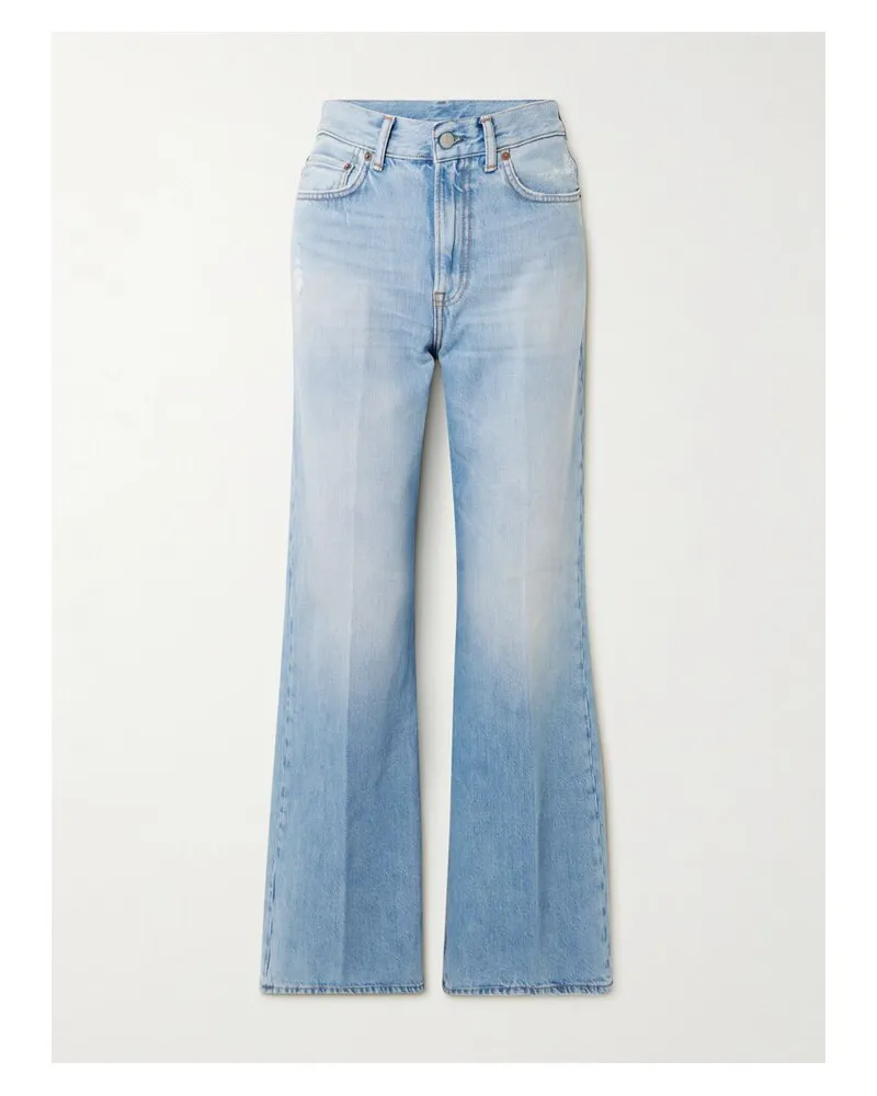 Acne Studios Hoch Sitzende Jeans Mit Weitem Bein Aus Bio-denim In Distressed-optik - Blau Blau