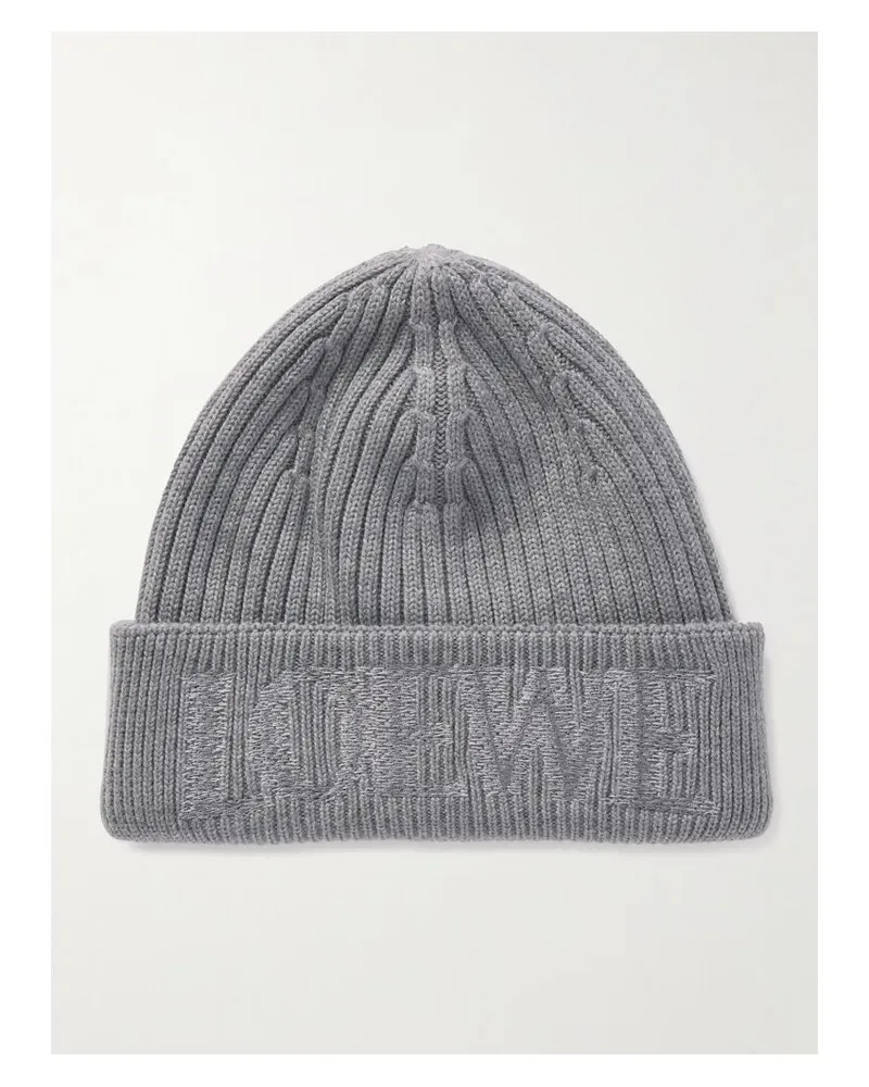 Loewe Beanie Aus Wolle Mit Stickerei - Grau Grau
