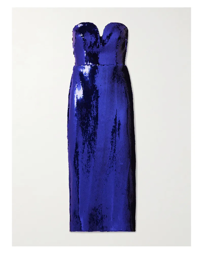 Alex Perry Strapless Sequined Stretch-jersey Midi Dress - Blue Blue