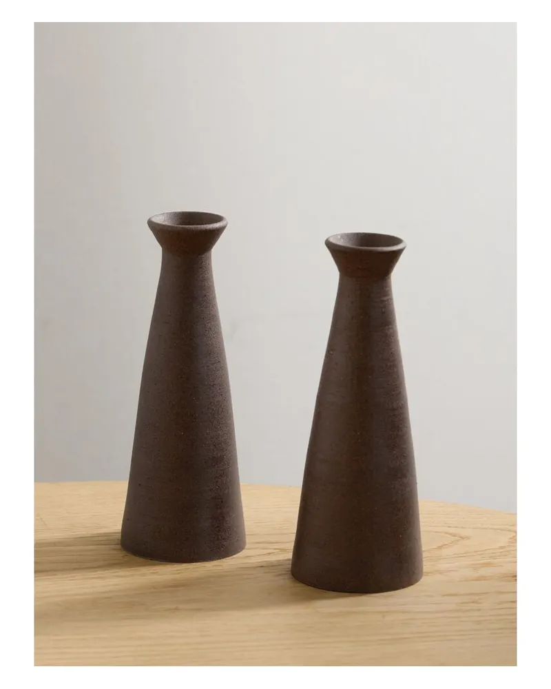 Hunting Season Set Aus Zwei Kerzenständern Aus Keramik - Braun Braun