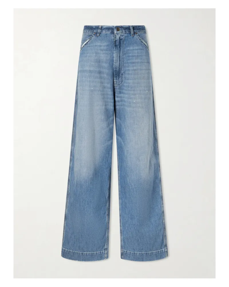 Maison Margiela Distressed Mid-rise Wide-leg Jeans - Blue Blue