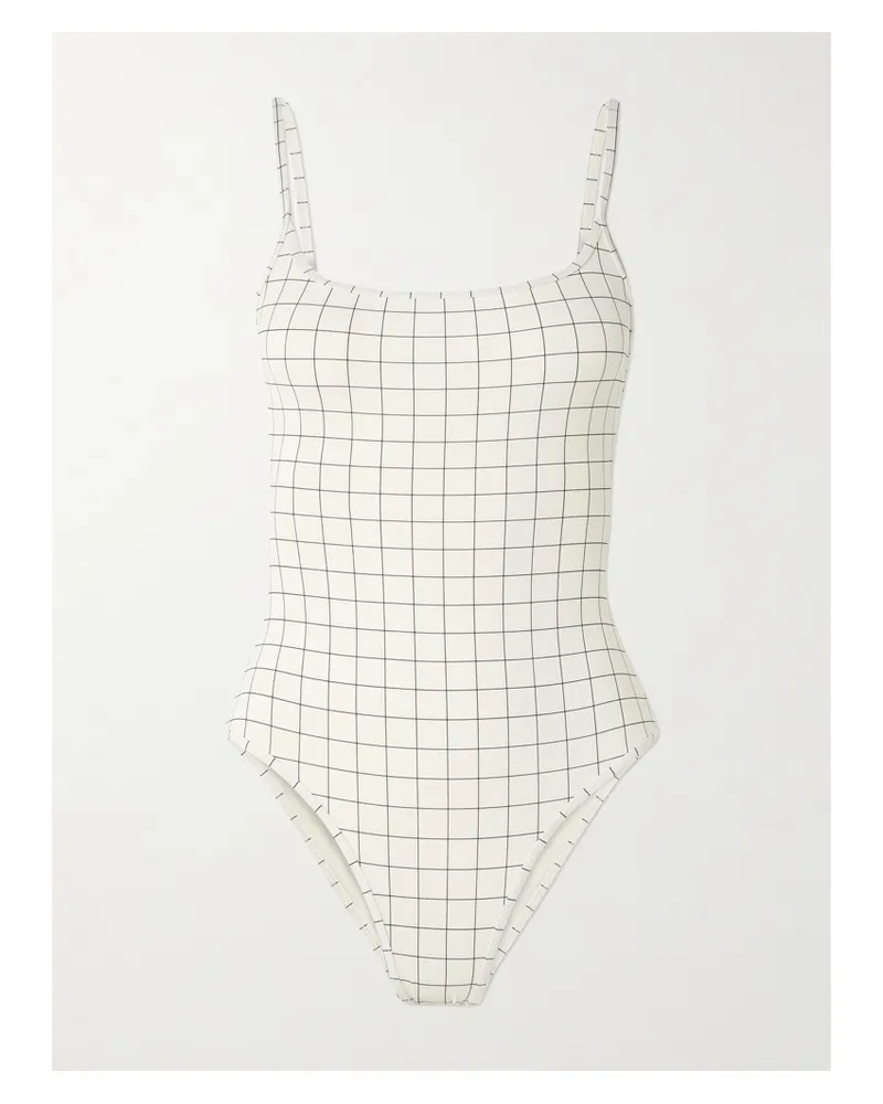 Totême Windowpane Karierter Badeanzug - Weiß Weiß