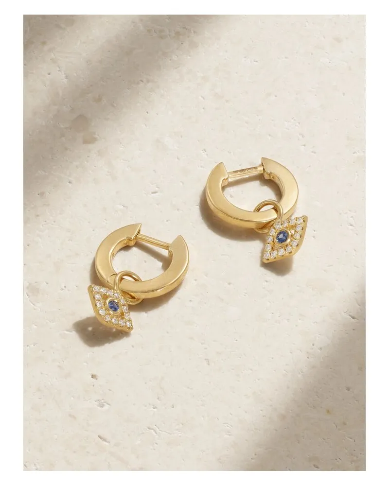 Sydney Evan Small Evil Eye Creolen Aus 14 Karat Gold Mit Diamanten Und Saphiren Gold