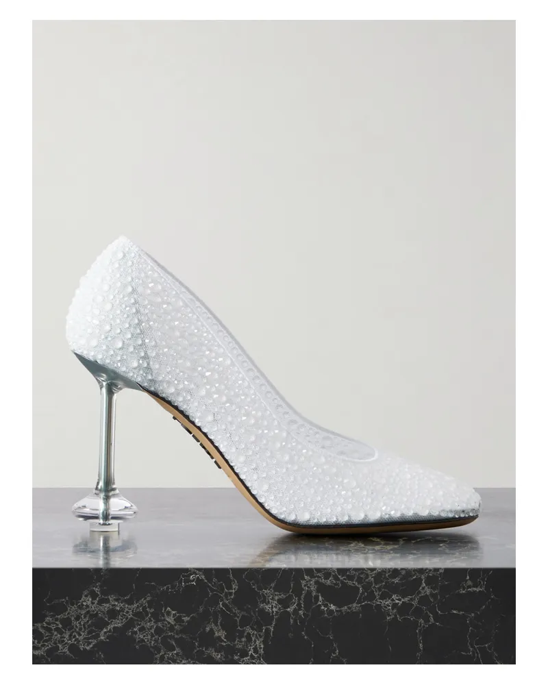 Loewe Toy Crystal-embellished Mesh Pumps - White White