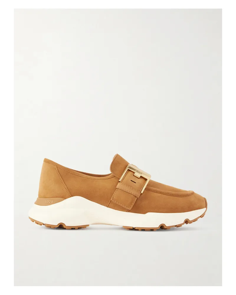 TOD'S Buckled Suede Sneakers - Brown Brown