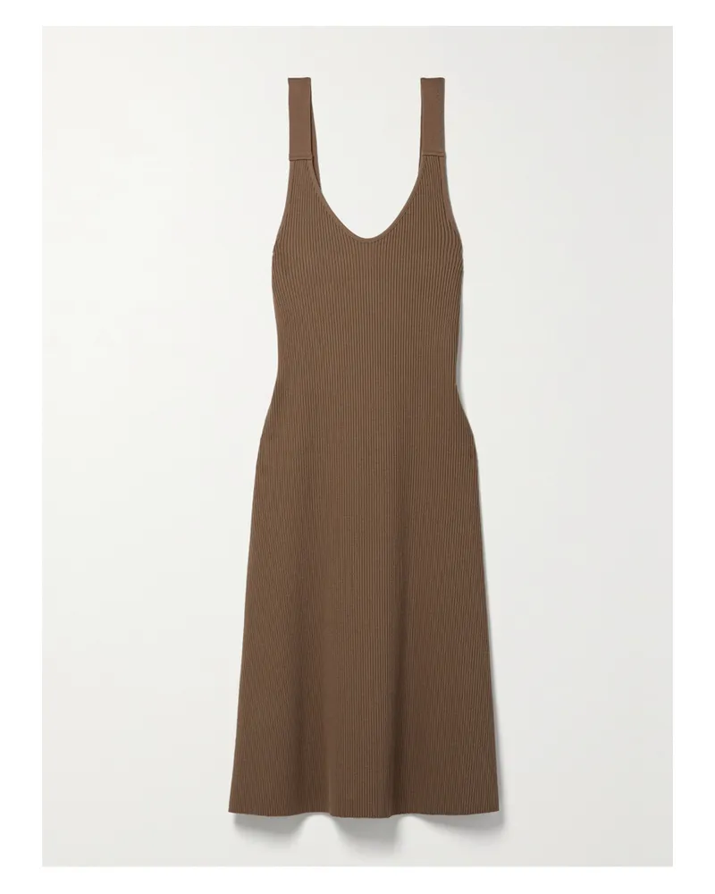 Vince Midikleid Aus Geripptem Stretch-jersey - Neutral Neutral