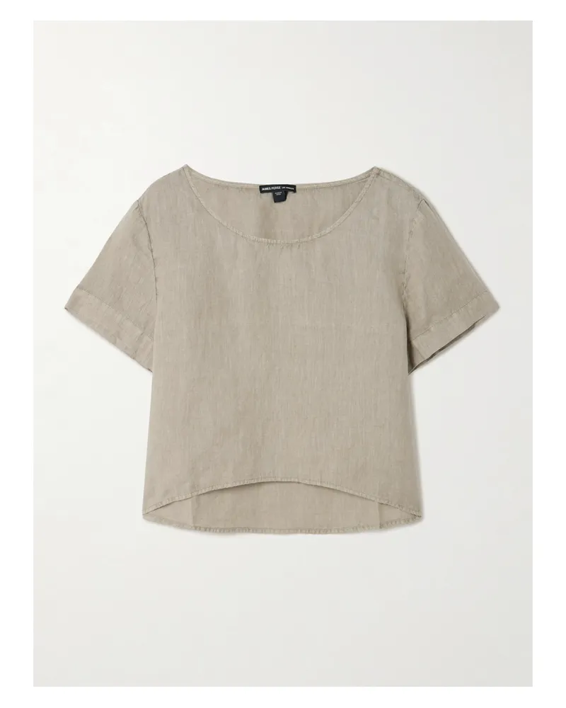 James Perse Verkürztes T-shirt Aus Leinen-canvas - Grün Grün