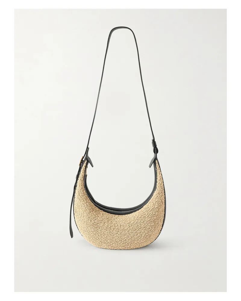 KHAITE Augustina Small Leather-trimmed Raffia Shoulder Bag - Neutrals Neutrals