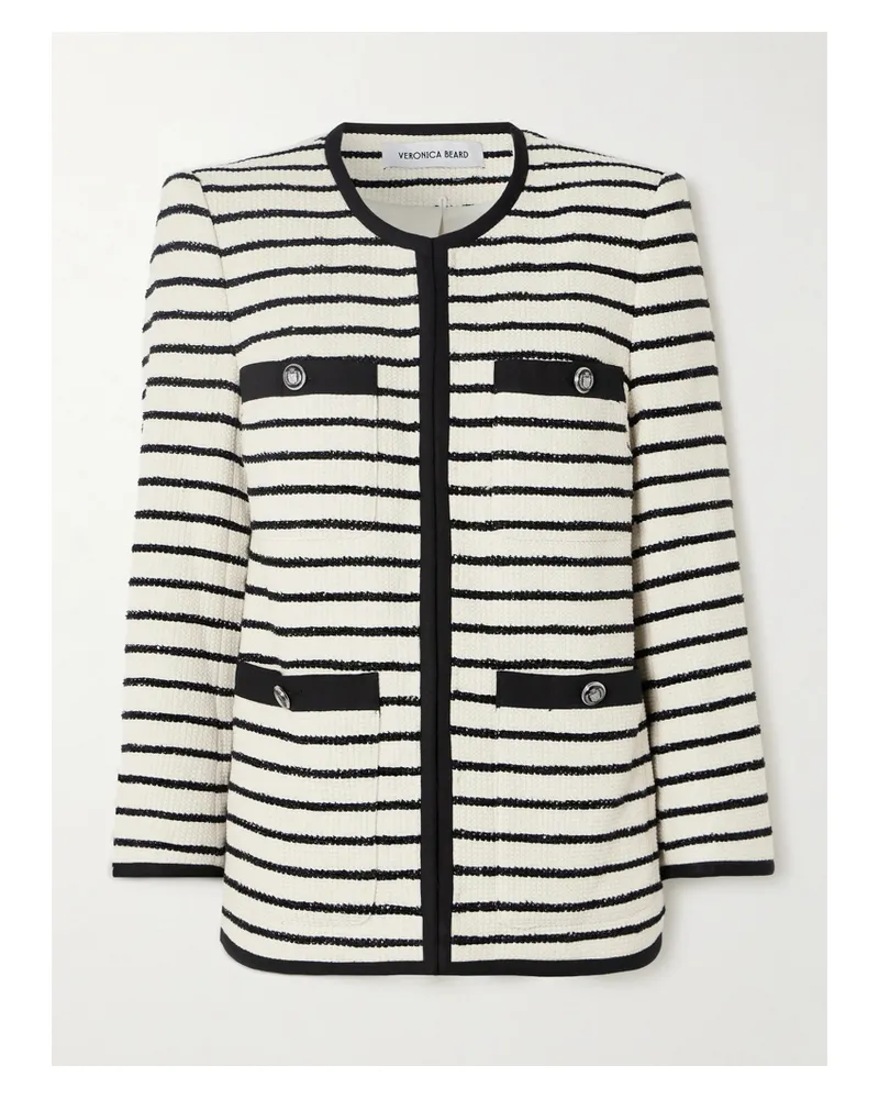 Veronica Beard Foster Jacke Aus Gestreiftem Tweed Aus Einer Baumwollmischung - Elfenbein Elfenbein