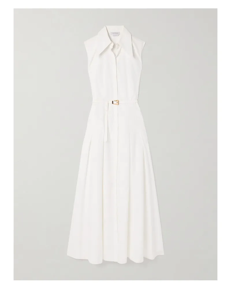 Gabriela Hearst Becca Maxi-hemdblusenkleid Aus Baumwollpopeline Mit Gürtel - Weiß Weiß