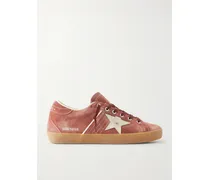 Super-star Distressed Leather-trimmed Suede Sneakers - Red