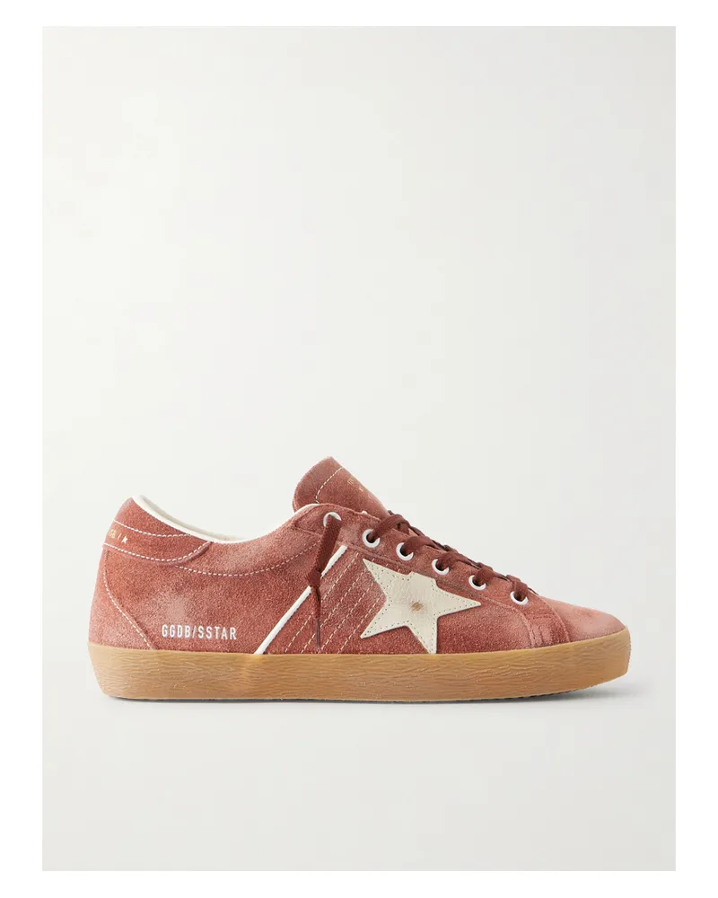 Golden Goose Super-star Distressed Leather-trimmed Suede Sneakers - Red Red