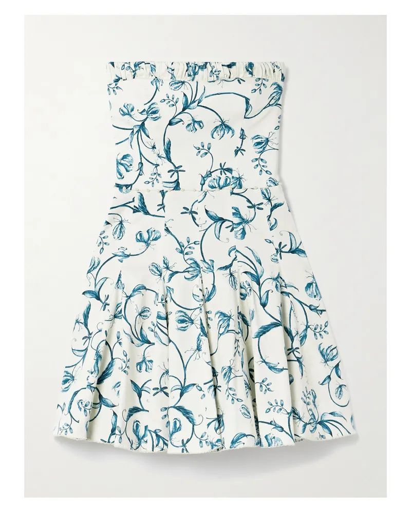 AGUA BENDITA Caudal Gloriosa Trägerloses Minikleid Aus Einer Baumwollmischung Mit Blumenprint Und Verzierungen - Wollweiß Wollweiß