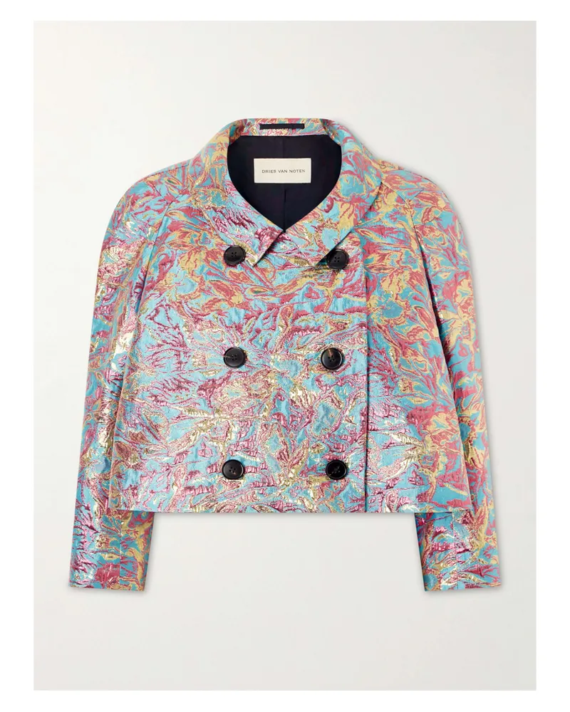 Dries van Noten Double-breasted Floral-jacquard Jacket - Purple Purple