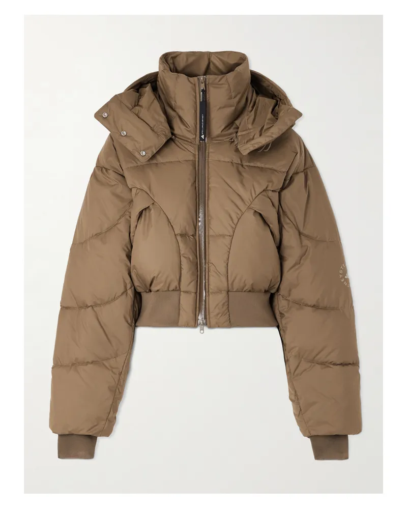 adidas Hooded Quilted Recycled Shell Jacket - Brown Brown