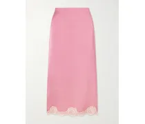 Lace-trimmed Cady Midi Skirt - Pink