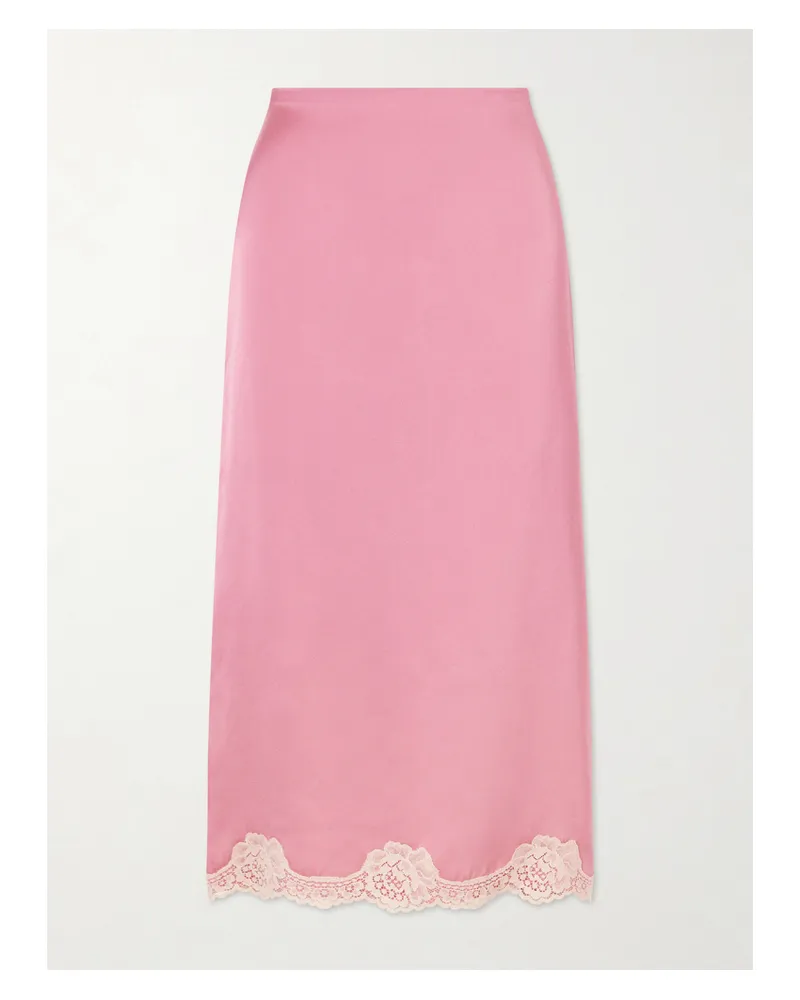 Valentino Garavani Lace-trimmed Cady Midi Skirt - Pink Pink