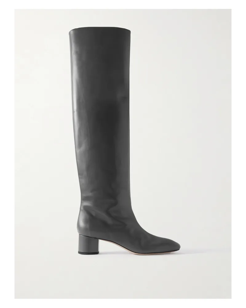 aeyde Willa Overknees Aus Leder - Grau Grau