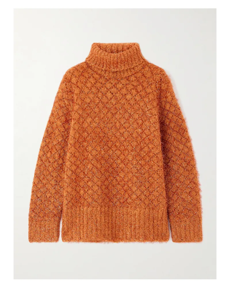 Dries van Noten Rollkragenpullover Aus Einer Metallic-wollmischung - Orange Orange