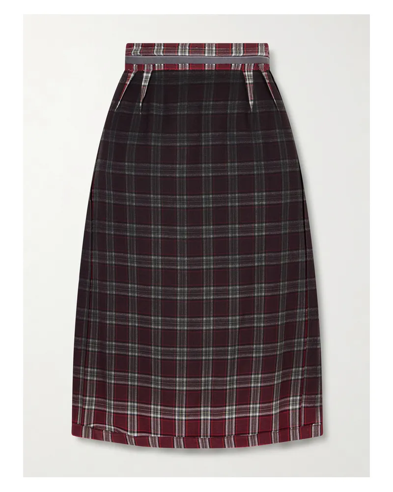 Maison Margiela Midirock Aus Gewebtem Material Mit Karomuster Und Farbverlauf - Burgunder Burgunder