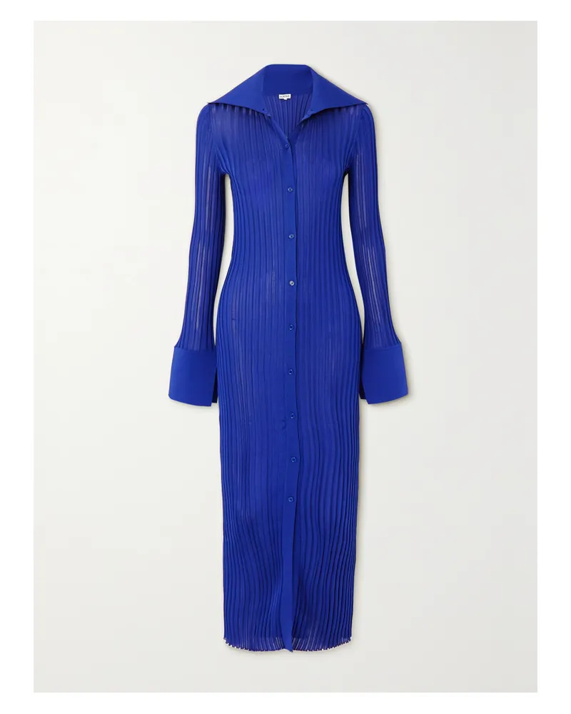 Loewe Midikleid Aus Rippstrick - Blau Blau