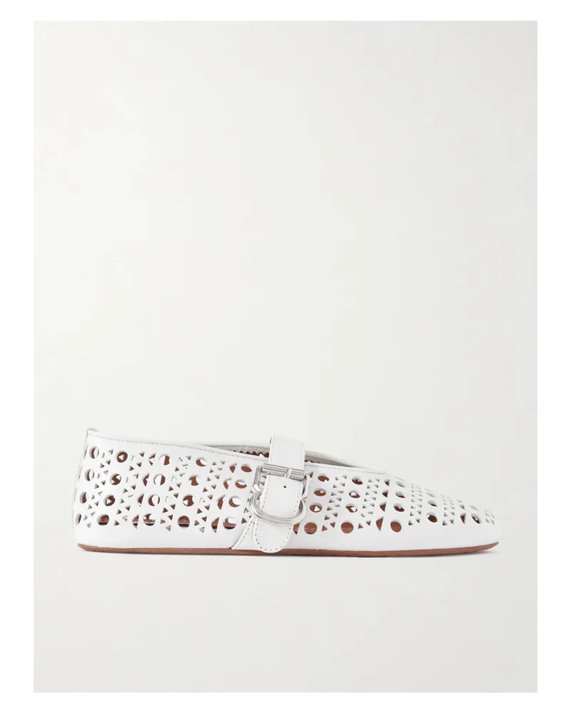 Alaïa Perforated Leather Ballet Flats - White White