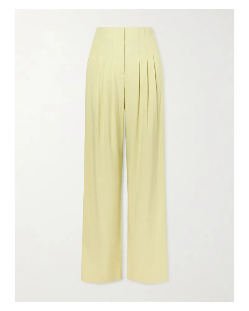 Veronica Beard Hoyt Linen-blend Twill Wide-leg Pants - Green Green