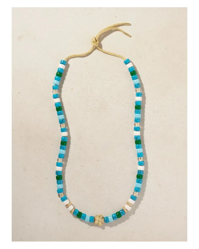 Carolina Bucci Forte Dei Marmi Forte Beads Set Aus Einer Kette Aus Lurex® Mit Mehreren Steinen Und Details Aus 18 Karat Gold - Blau Blau