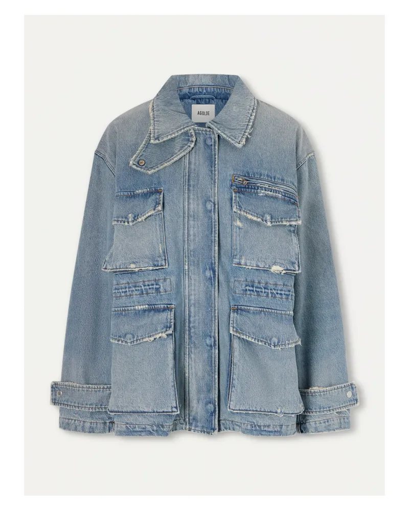 AGOLDE Aubrey Distressed Denim Jacket - Blue Blue