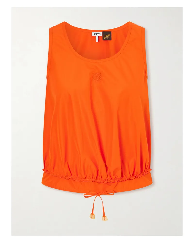Loewe Paula's Ibiza Anagram Appliquéd Cotton-popeline Top - Orange Orange